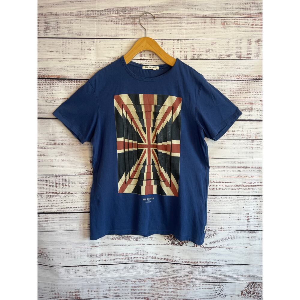 Ben Sherman Union Jack Optic
Navy Blue London United
Kingdom Flag Shirt Medium
